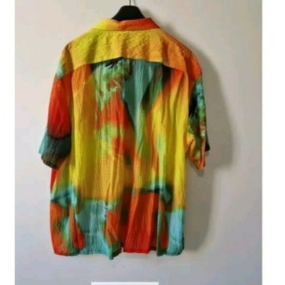 ZARA x RHUIGI Multicolor Embroidered Logo Tie Dye Camp Shirt 6085 405 MEDIUM - Picture 3 of 7